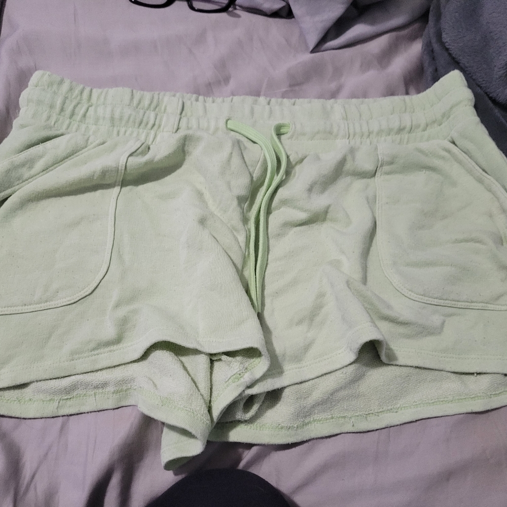 Pastel green and purple shorts